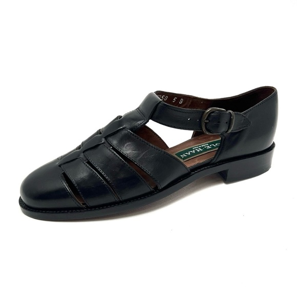 Vintage Cole Haan Fisherman Sandals Women’s Size 5 Black Woven Made in Italy EUC - Picture 1 of 11